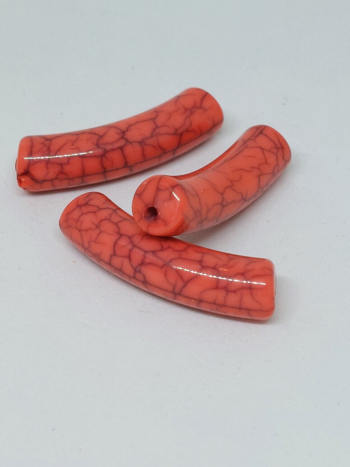Tube kraal Crackle rood/roze