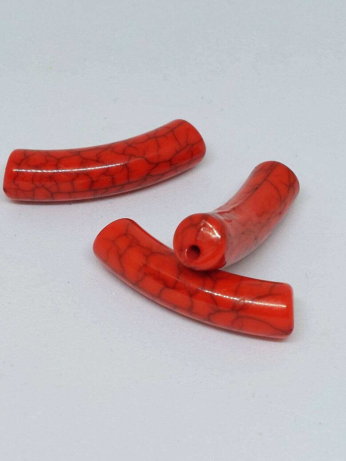 Tube kraal Crackle rood