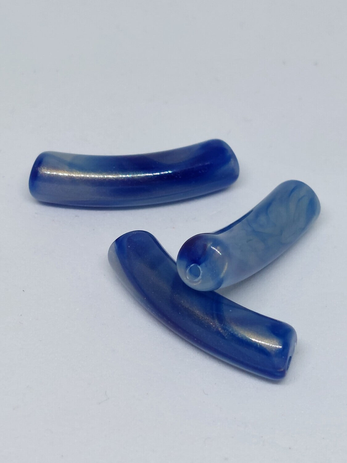 Tube kraal Two tone blauw