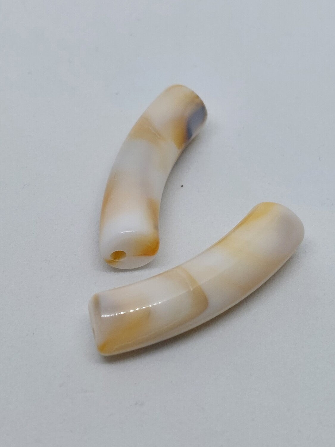 Tube kraal marble white/beige