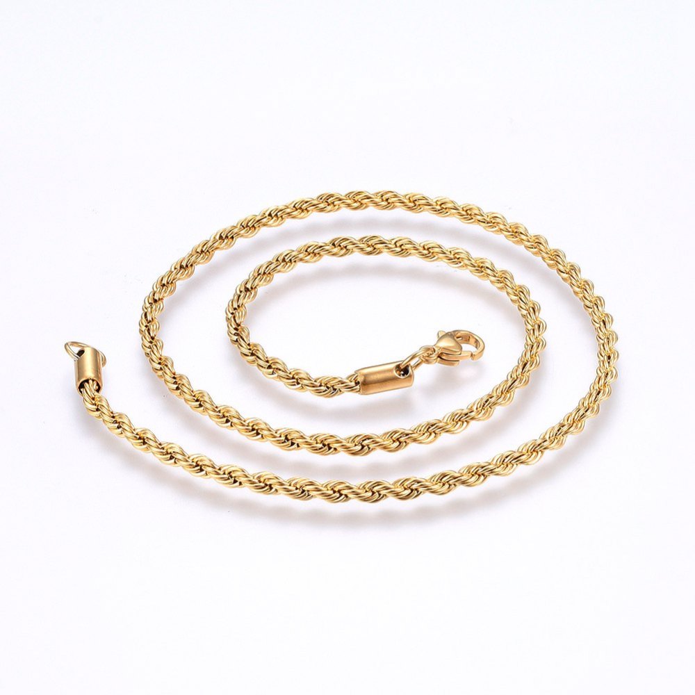 Ketting Rope chain goudkleurig (RVS)