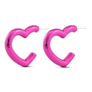 Trendy oorbellen hart Magenta pink