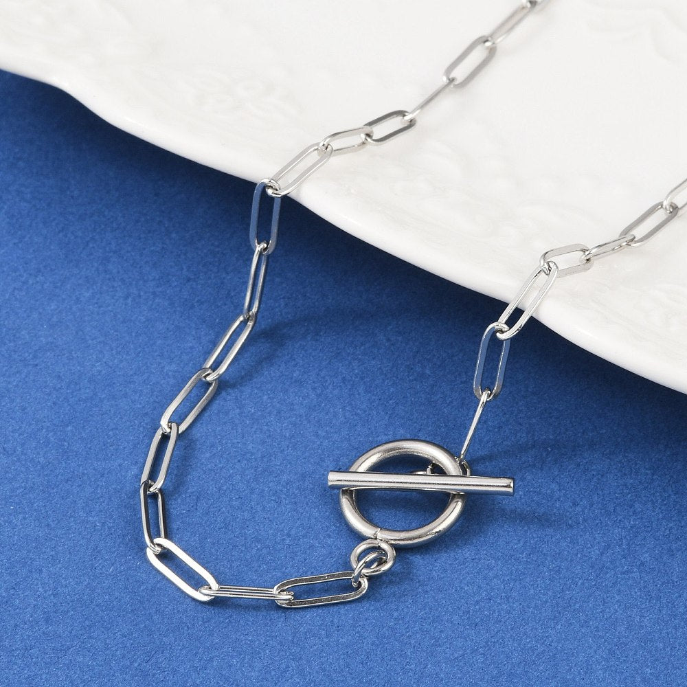 Ketting paper clip met kapittelslot (RVS)