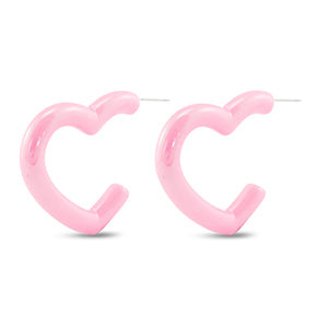 Trendy oorbellen hart Light pink-pearl shine