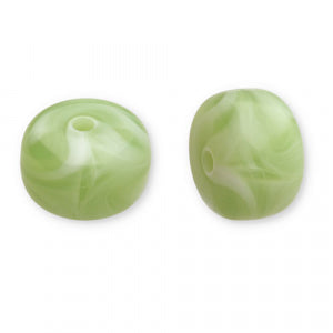 Acryl kralen disc Olive green-white