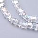 Glas kraal vierkant facet Clear AB