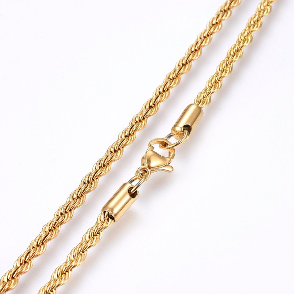 Ketting Rope chain goudkleurig (RVS)