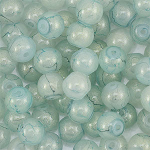 Glaskralen met glitters Greenish grey-gold 6mm